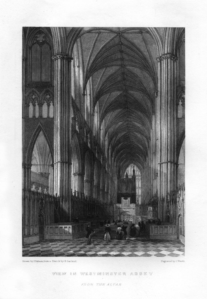 Detail of Westminster Abbey from the altar, London by J Woods