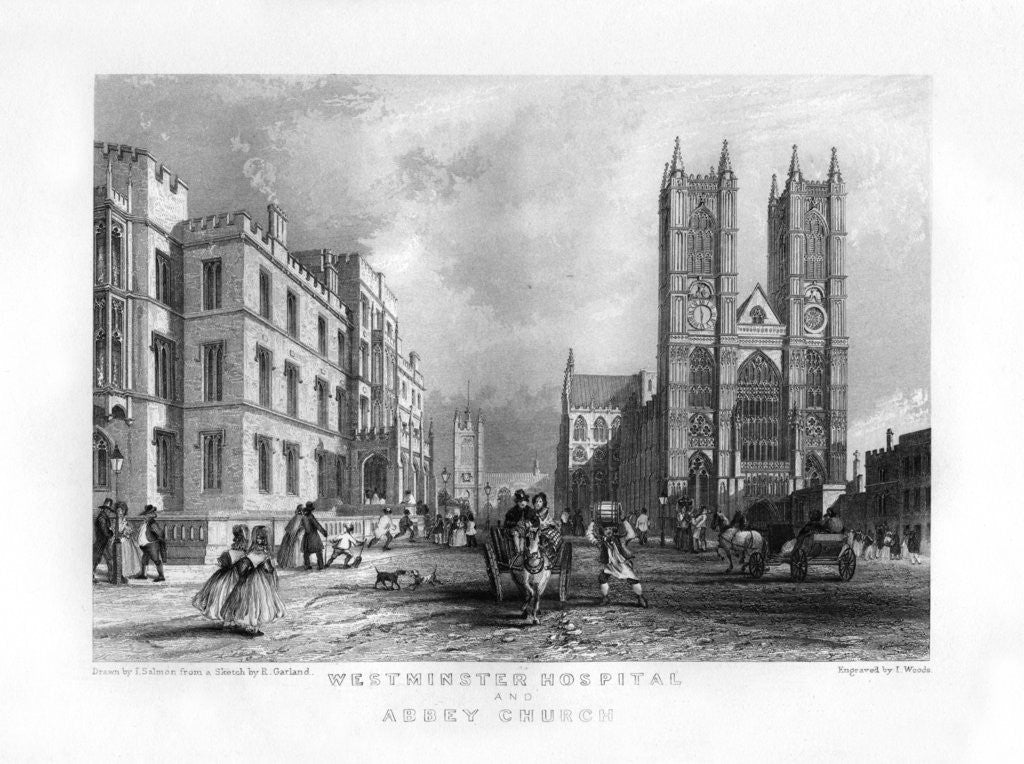 Detail of Westminster Hospital and Abbey Church by J Woods