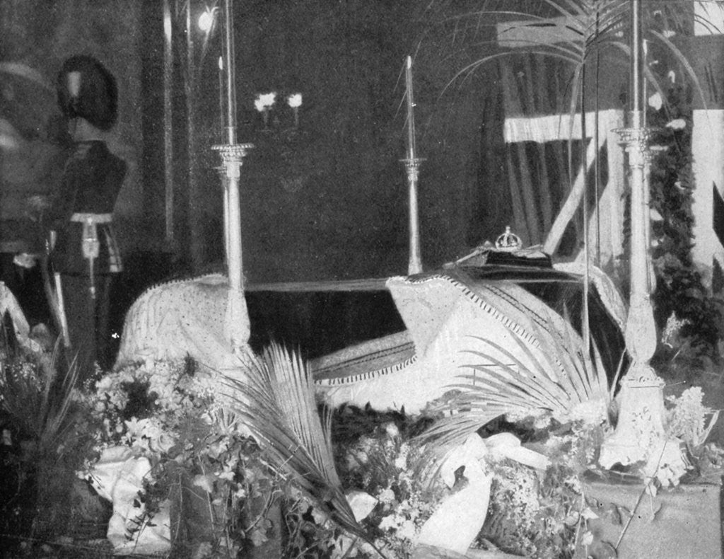 Detail of Queen Victoria lying in state at Osborne House by Hughes & Mullins