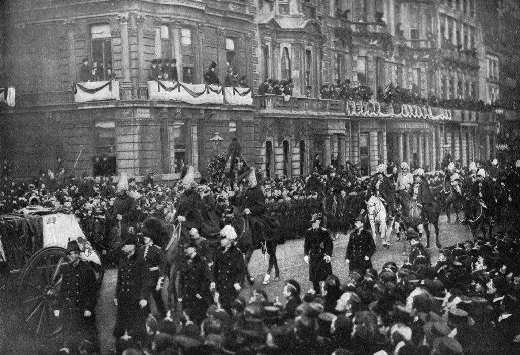 Detail of Queen Victoria's funeral procession passing through London by Anonymous