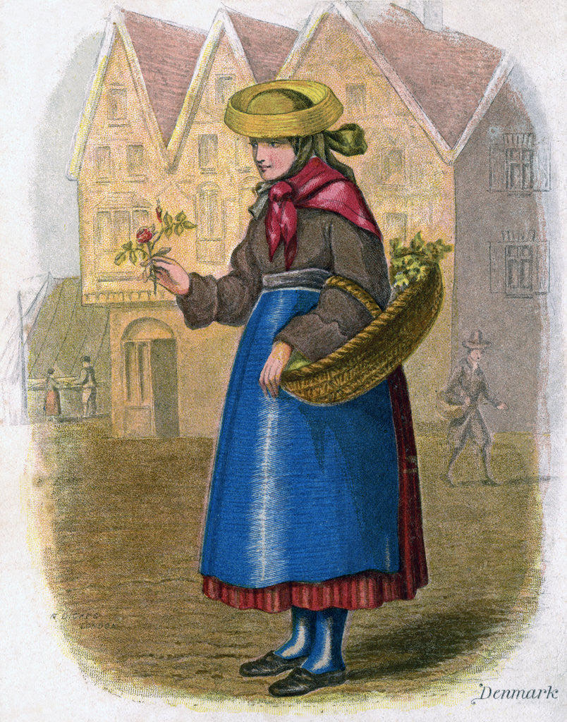 Detail of Danish Woman selling Flowers by W Dickes