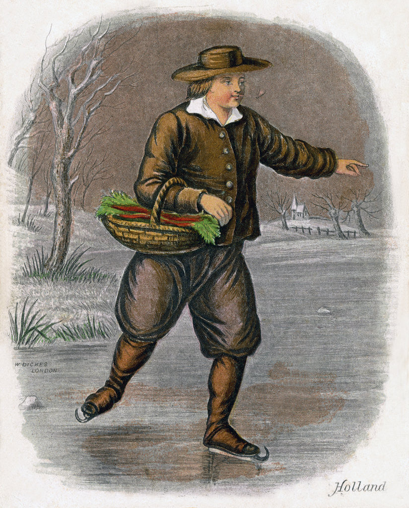 Detail of Dutch Man Skating with a Basket of Vegatables by W Dickes