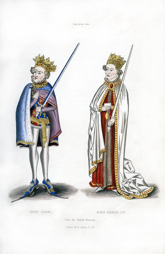 Detail of King John and King Henry I by Henry Shaw