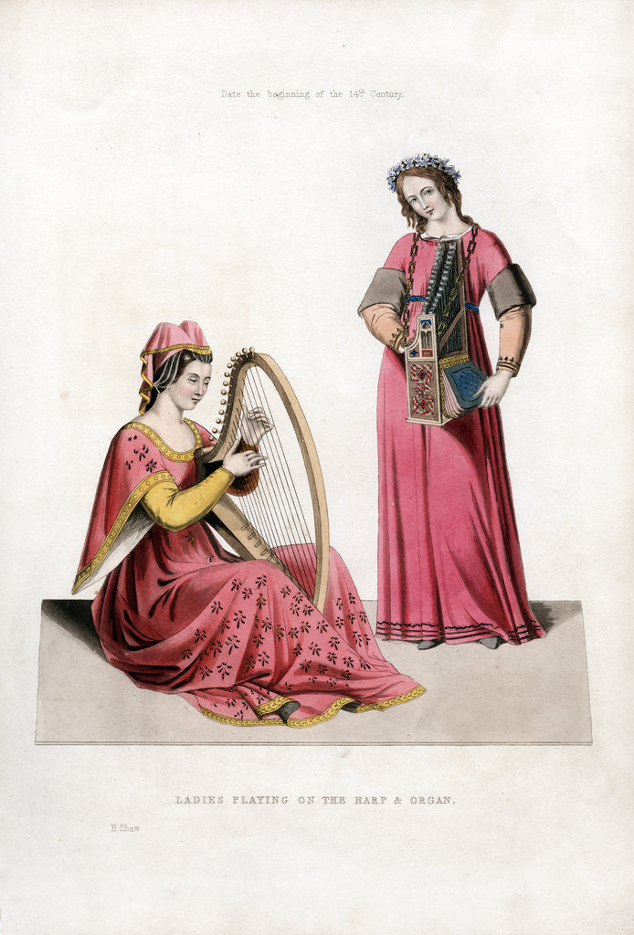 Detail of Ladies Playing on the Harp and Organ by Henry Shaw