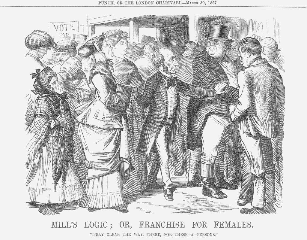 Detail of Mills' Logic; or, Franchise for Females by John Tenniel