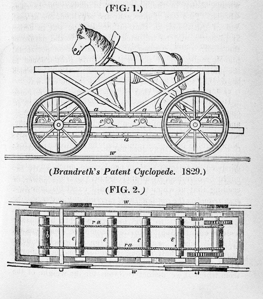 Detail of Brandreth's horse powered locomotive Cycloped, 1829 by Unknown