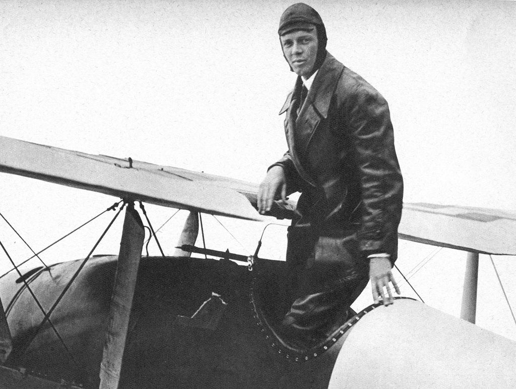 Detail of Charles Lindburgh, record breaking aviator, 1927 by Unknown