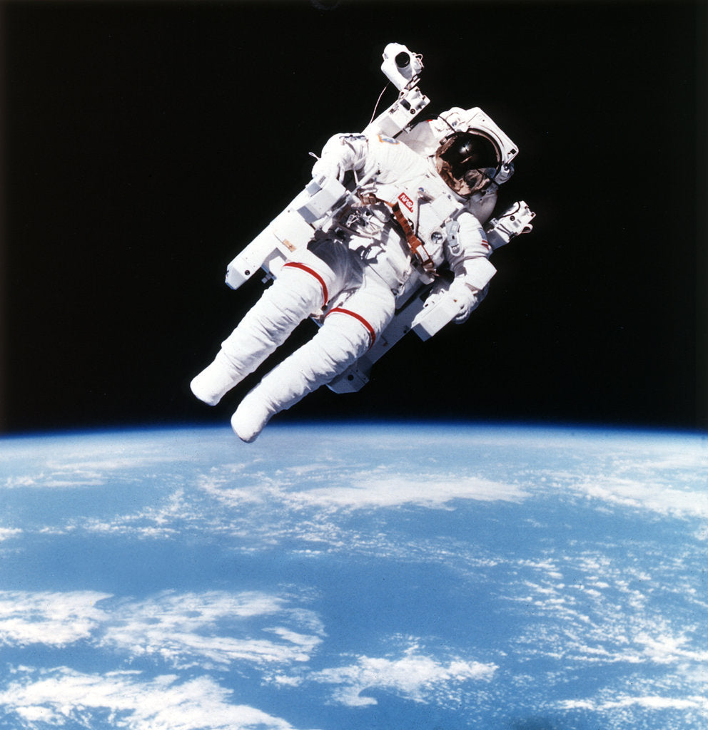 Detail of US Astronaut Bruce McCandless spacewalking, 1984 by Unknown