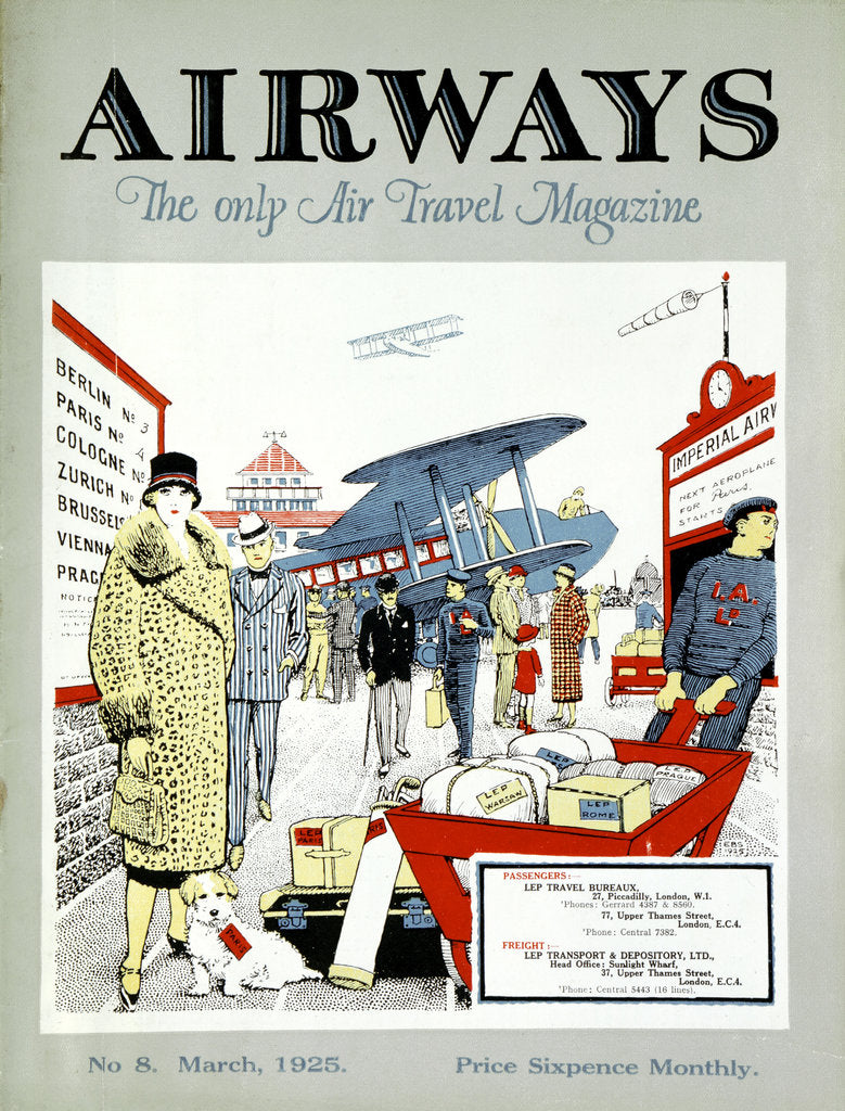 Detail of Passengers arriving to embark for Paris at Croydon Aerodrome, London, 1925 by Unknown