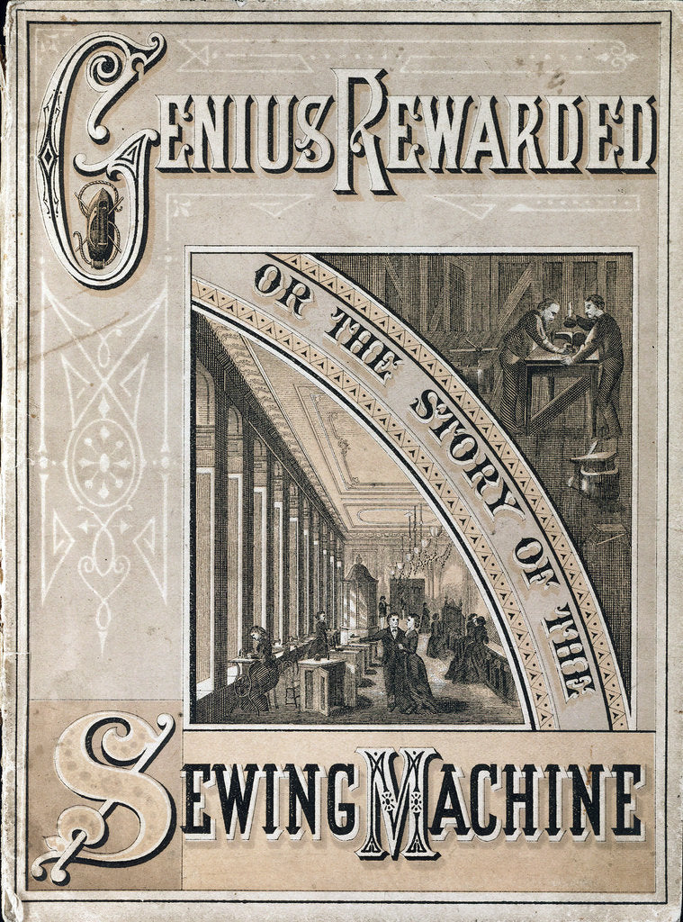 Detail of Cover of Genius Rewarded, or the History of the Singer Sewing Machine, 1880 by Unknown