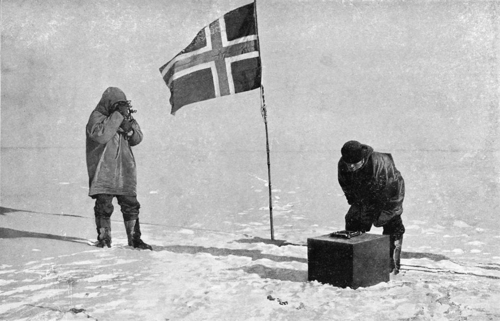 Detail of Roald Engelbrecht Gravning Amundsen, Norwegian explorer, at the South Pole, 1911 by Unknown