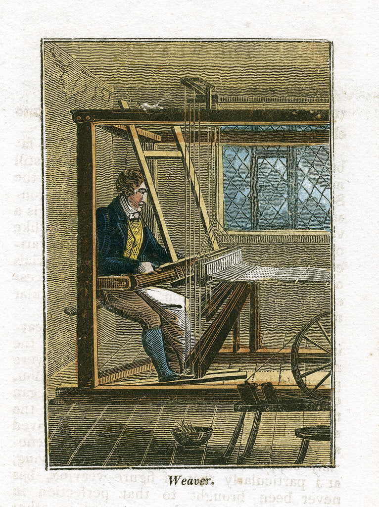 Detail of Weaver at his loom, 1823 by Unknown