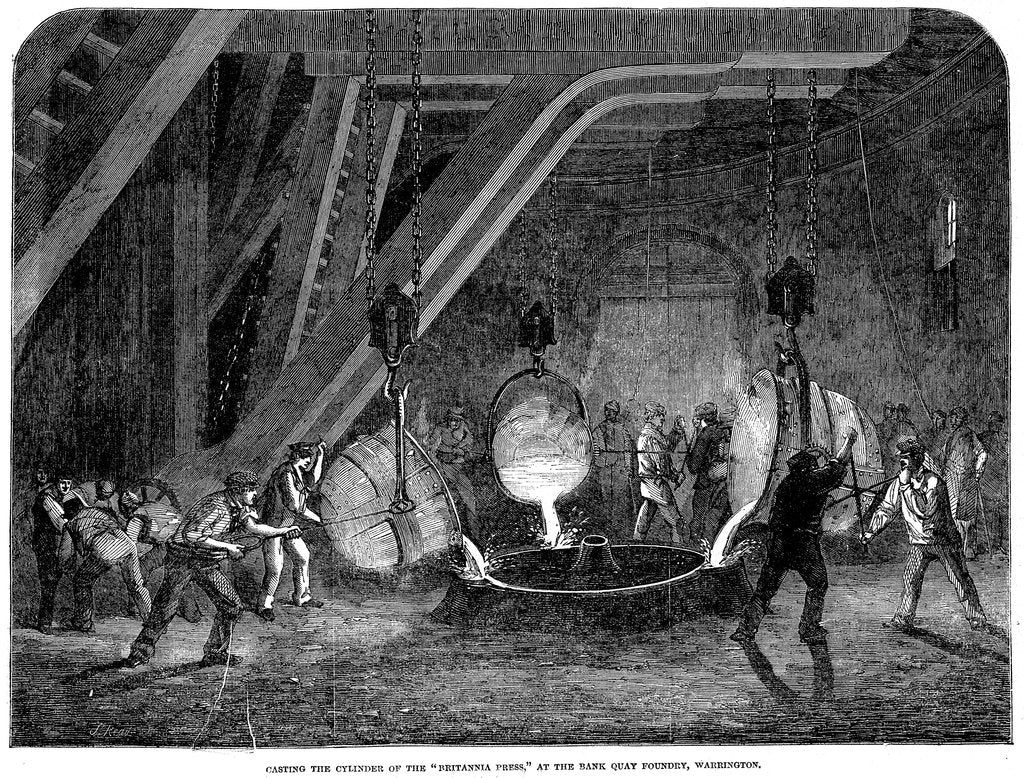 Detail of Casting the cylinder of the Britannia Press at the Bank Quay Foundry, Warrington, 1851 by Unknown