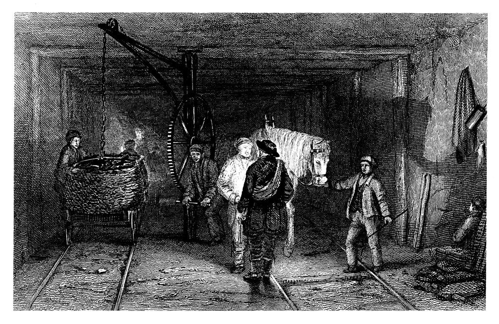Detail of Underground scene in a coal mine, 1860 by Unknown