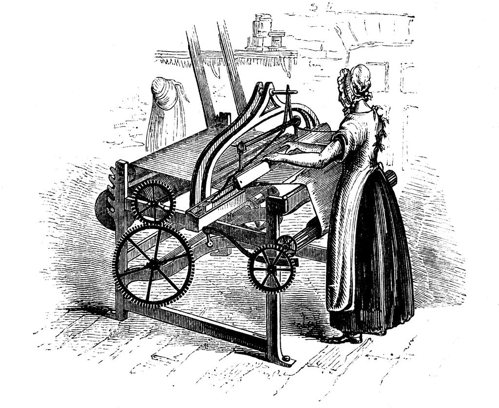 Detail of Woman operating a power loom for weaving cotton, c1840 by Unknown