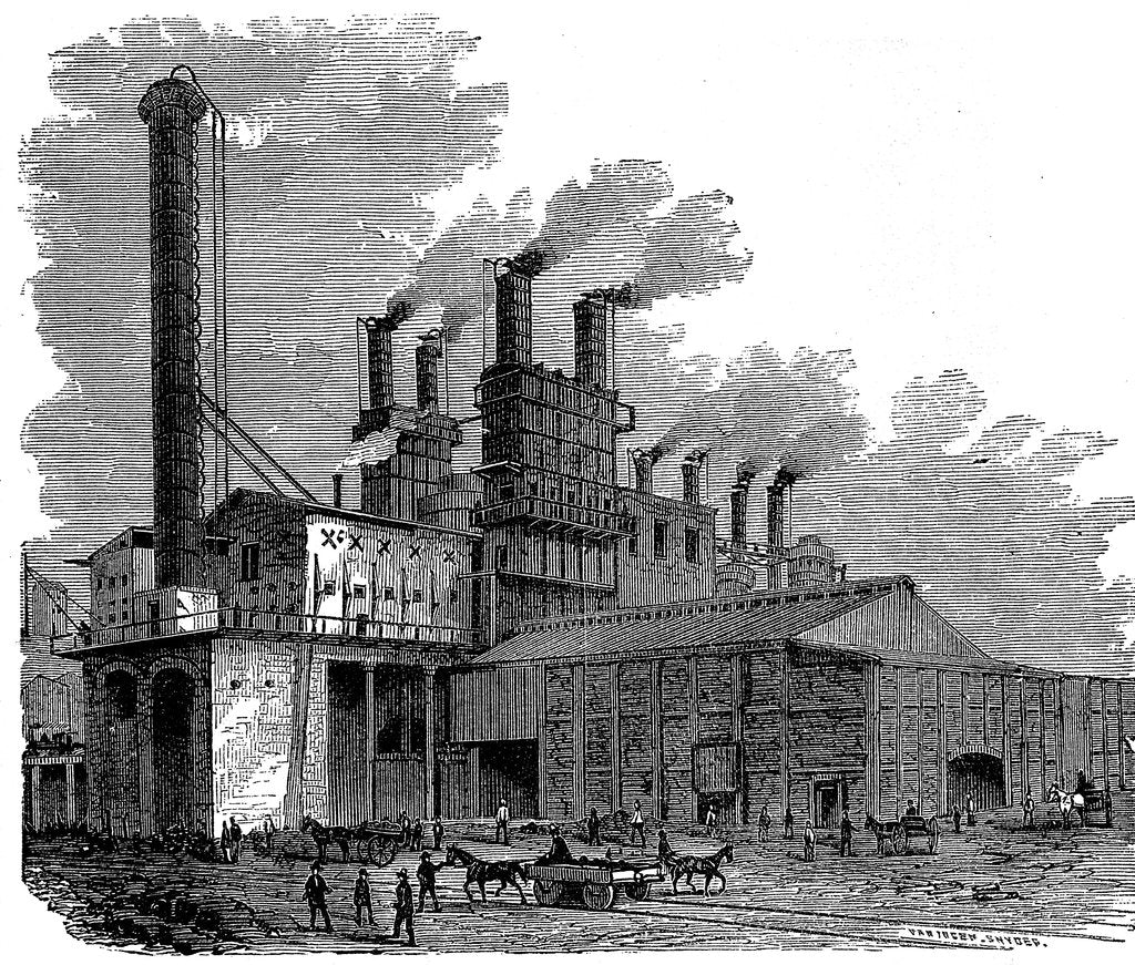 Detail of Blast furnaces at the Phoenix Iron and Bridge Works, Phoenixville, Pennsylvania, USA, 1873 by Unknown