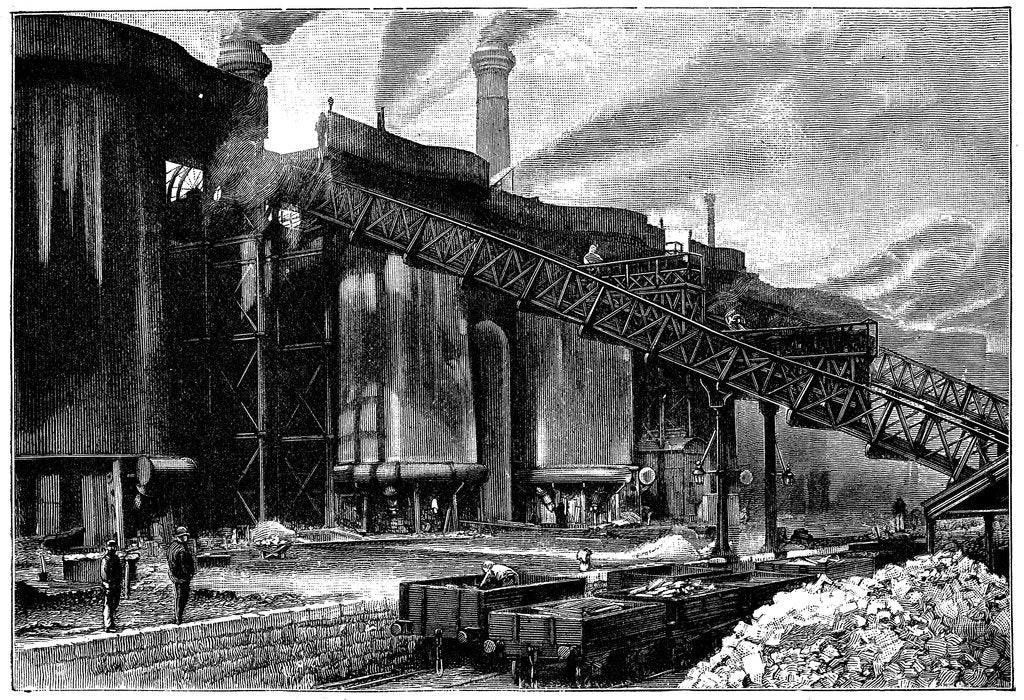 Detail of Blast furnaces, Barrow Hematite Iron and Steel Company, Barrow in Furness, Cumbria, 1890 by Unknown