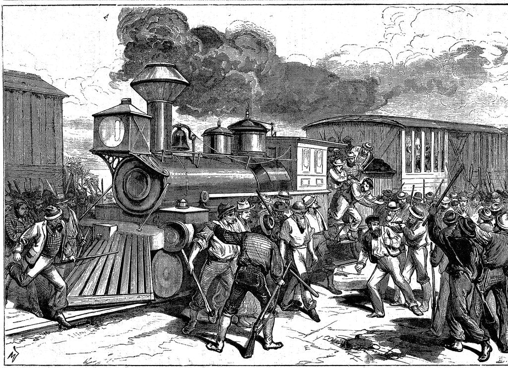 Detail of Riot by railroad workers at Martinsburg on the Baltimore-Ohio Railroad, USA, 1877 by Unknown