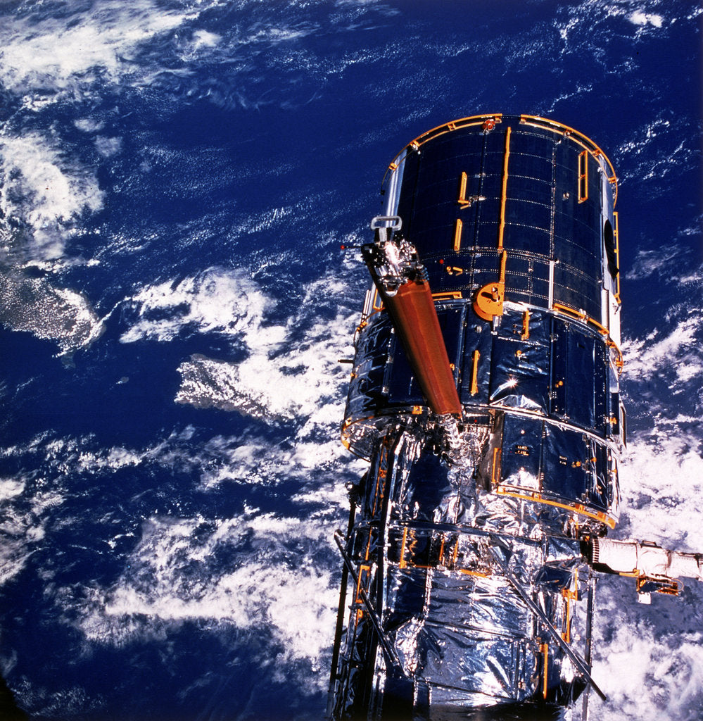 Detail of Hubble Space Telescope above the Earth by Unknown