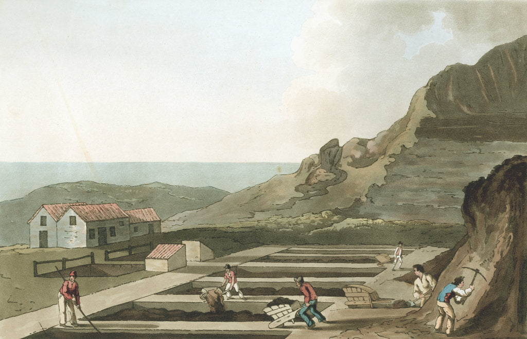 Detail of General view of an Alum works in the Whitby area, Yorkshire, 1814 by Havell & Son