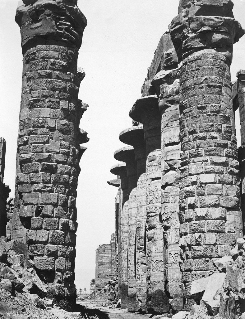Detail of Central alley of the great temple at Karnak, Egypt, 1878 by Unknown