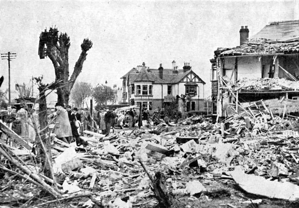 Detail of Air raid damage, Clacton-on-Sea, Essex, World War II, April 1940 by Unknown