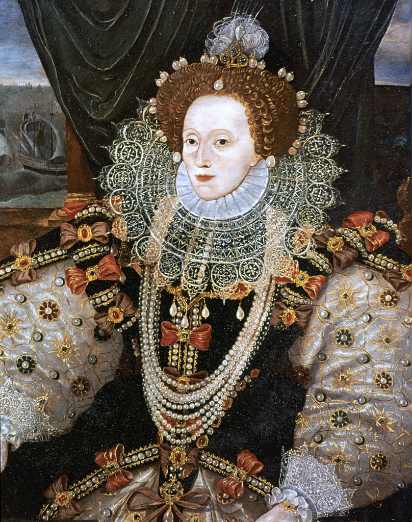 Detail of Elizabeth I, Queen of England and Ireland, c1588 by George Gower