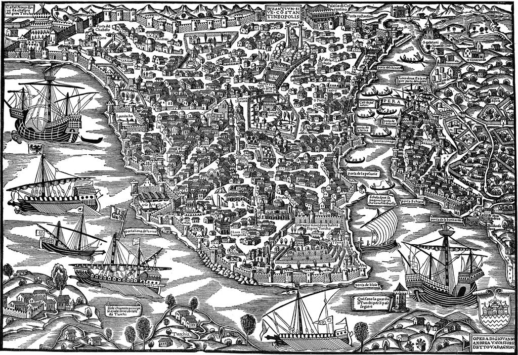 Detail of Constantinople, mid 16th century by Giovanni Andrea Vavassori