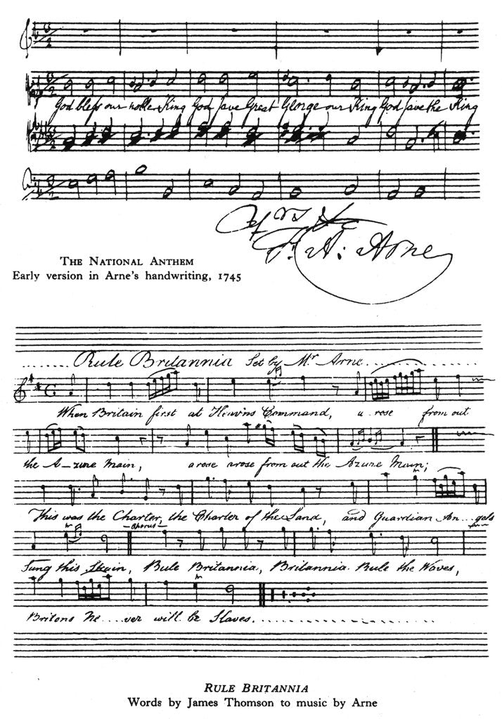 Detail of The National Anthem and Rule, Britannia, 18th century by Thomas Arne