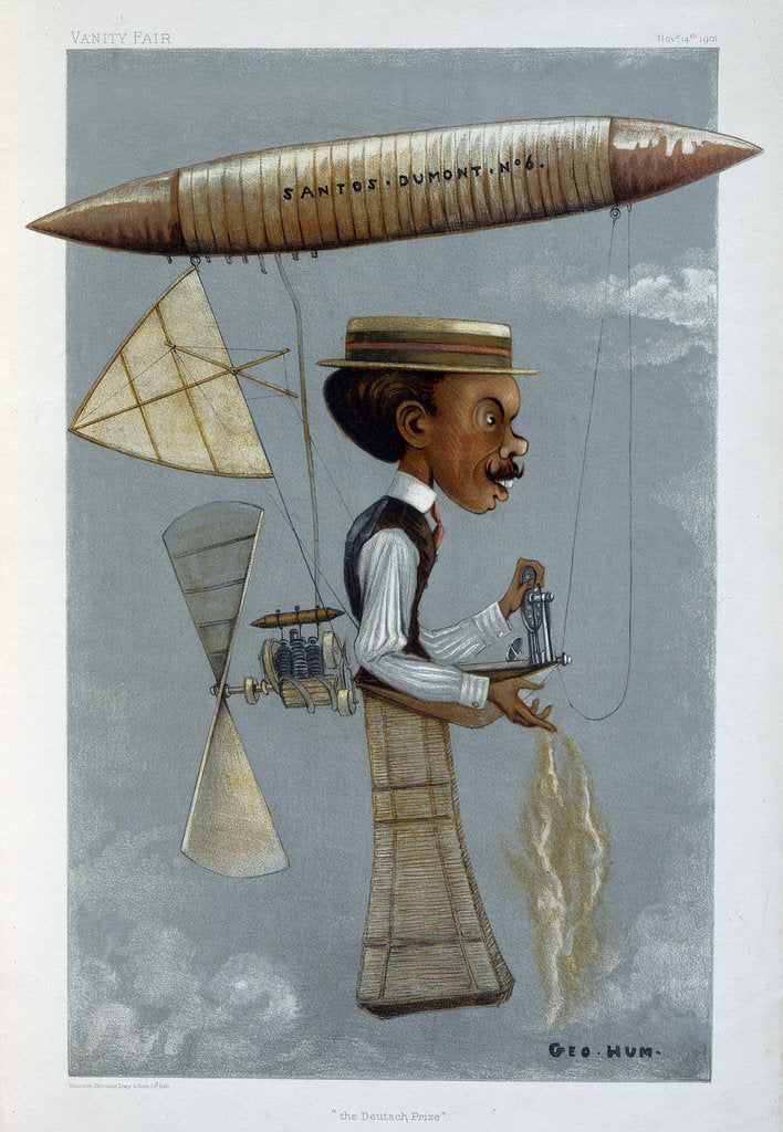 Detail of Alberto Santos-Dumont and his airship, 1901 by George Hum