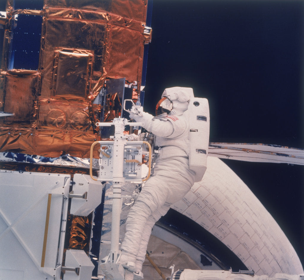 Detail of Astronaut on Shuttle mission 41-C, 1984 by Unknown