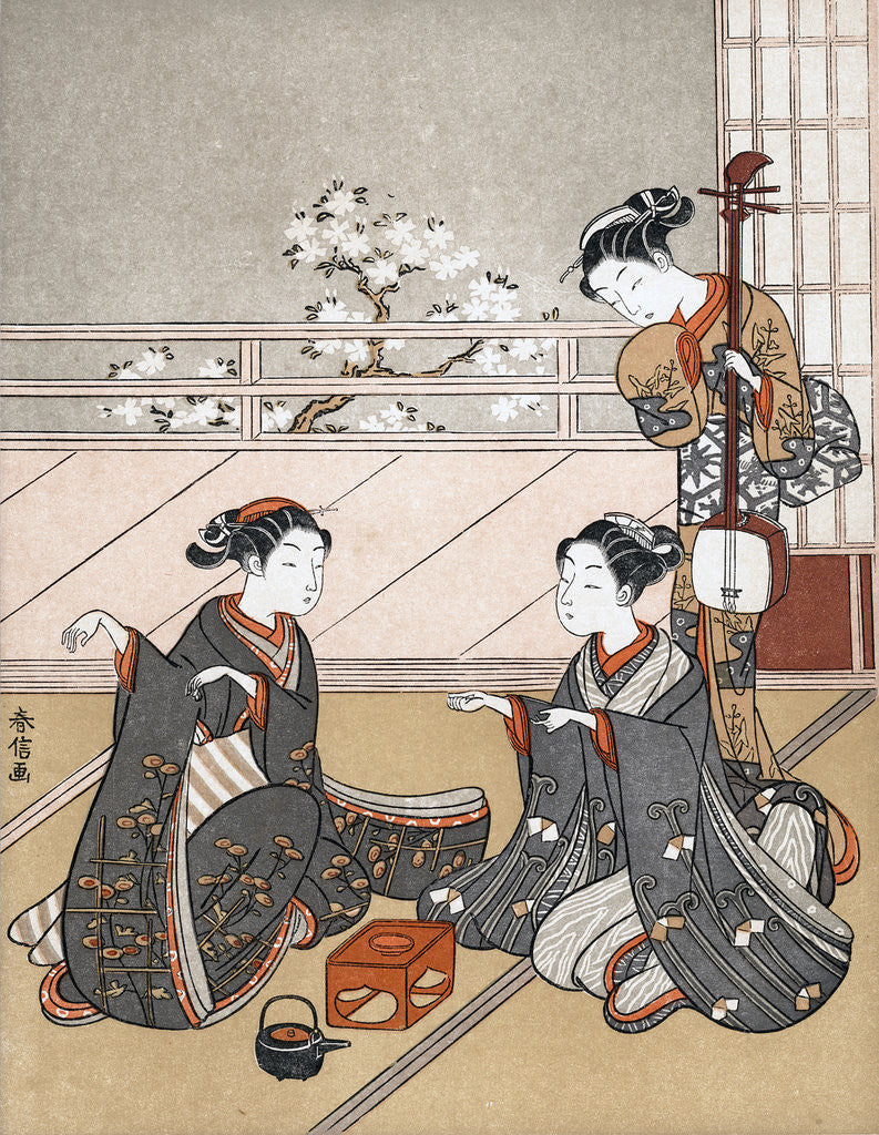 Detail of Girls Playing the Game of Ken by Suzuki Harunobu