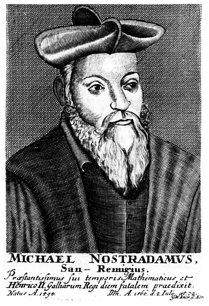 Detail of Nostradamus, 16th century French physician and astrologer, 1725 by Unknown