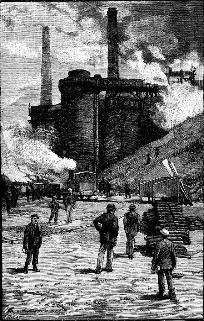 Detail of Blast furnaces, South Wales, 1885 by Unknown