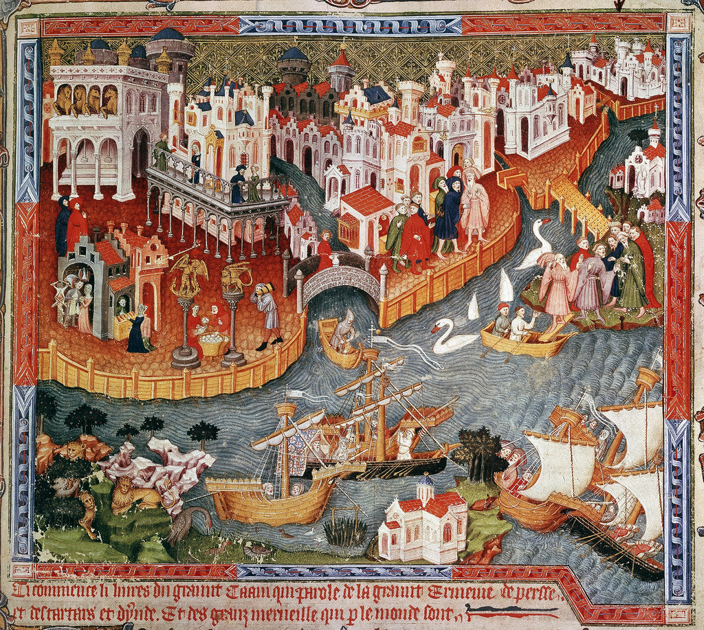 Detail of Marco Polo sailing from Venice in 1271, (15th century) by Unknown