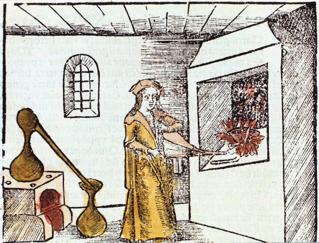 Detail of Chemist, 1508 by Unknown
