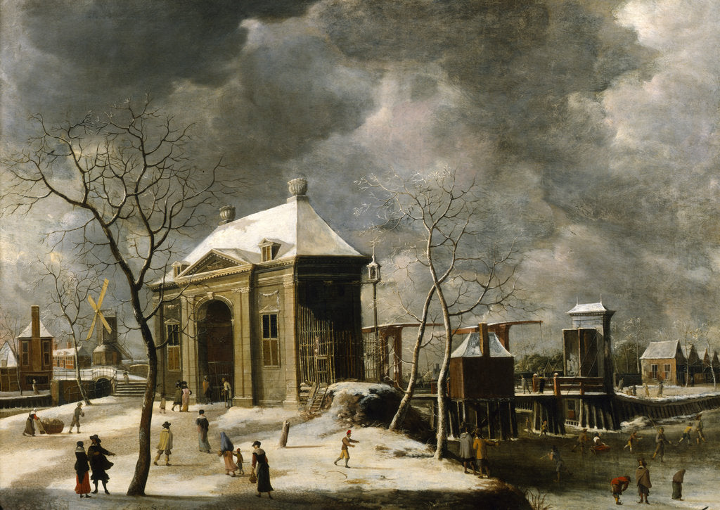 Detail of Presumed view of an Amsterdam gate in winter, 1622 by Abrahamsz Beerstraten