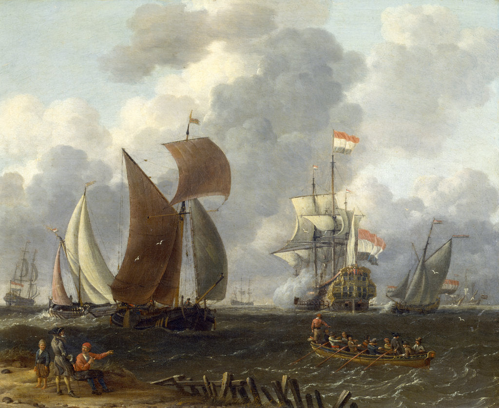 Detail of A Battle Offshore, 17th century by Abraham Storck
