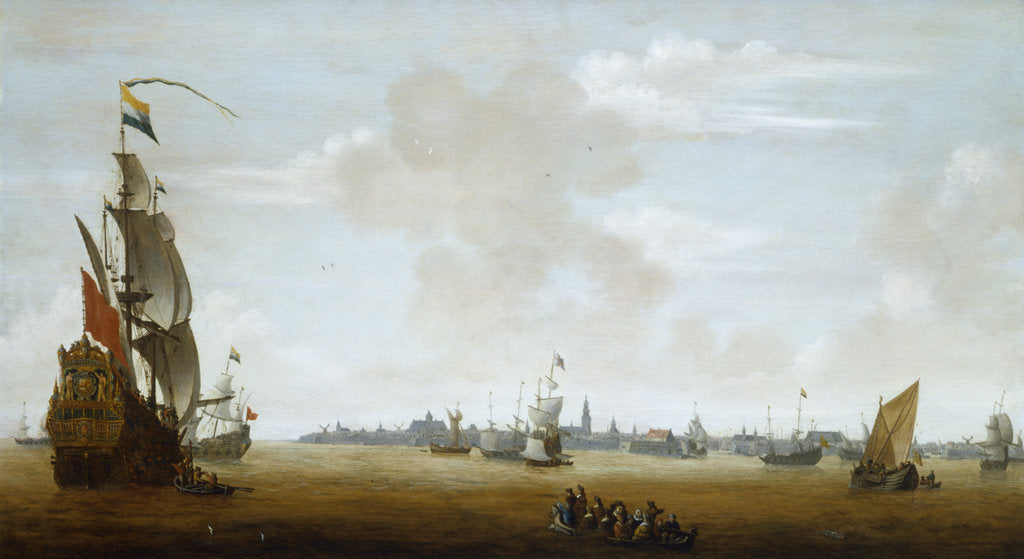 Detail of View of Amsterdam from the Sea, 17th century by Peter van den Velde