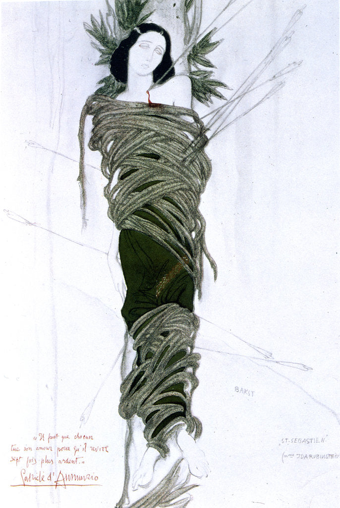 Detail of Costume design for Italian writer Gabriele D'Annunzio's drama The Martyrdom of St Sebastian, 1911 by Leon Bakst