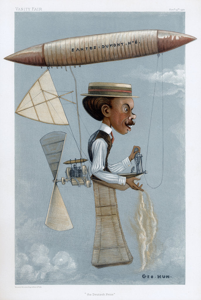 Detail of Alberto Santos-Dumont, Brazilian aviation pioneer, 1901 by George Hum