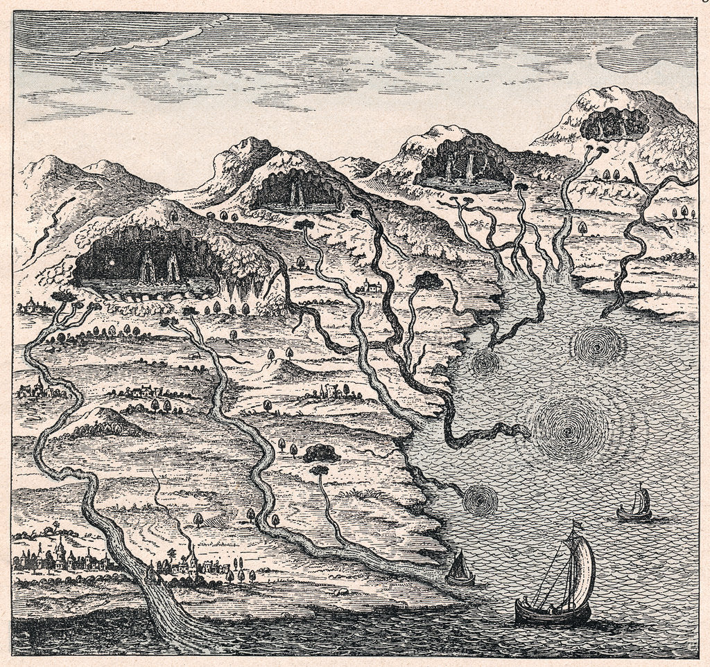 Detail of Circulation of water between sea and mountains, 1665 by Unknown