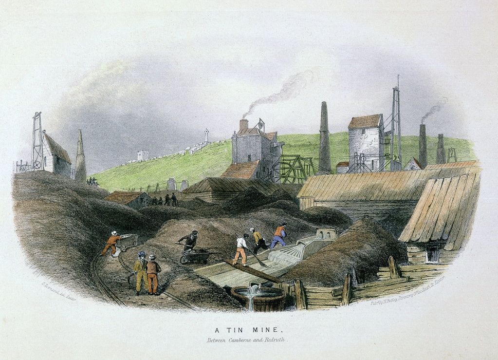 Detail of Tin mine between Camborne and Redruth, Cornwall, c1860 by Unknown