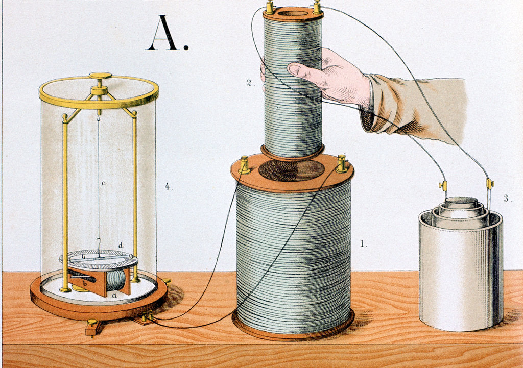 Detail of Faraday's electromagnetic induction experiment, 1882 by Unknown
