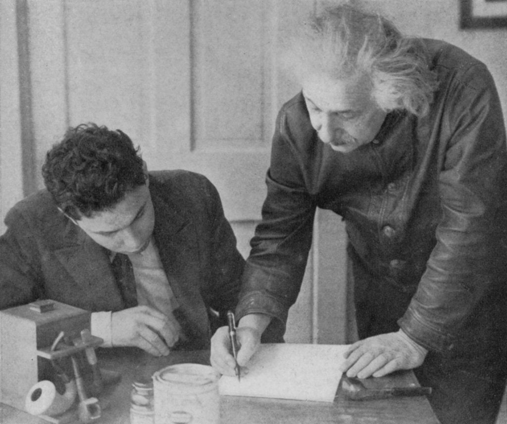 Detail of Albert Einstein, German-Swiss-American mathematician and physicist, with a student by Unknown