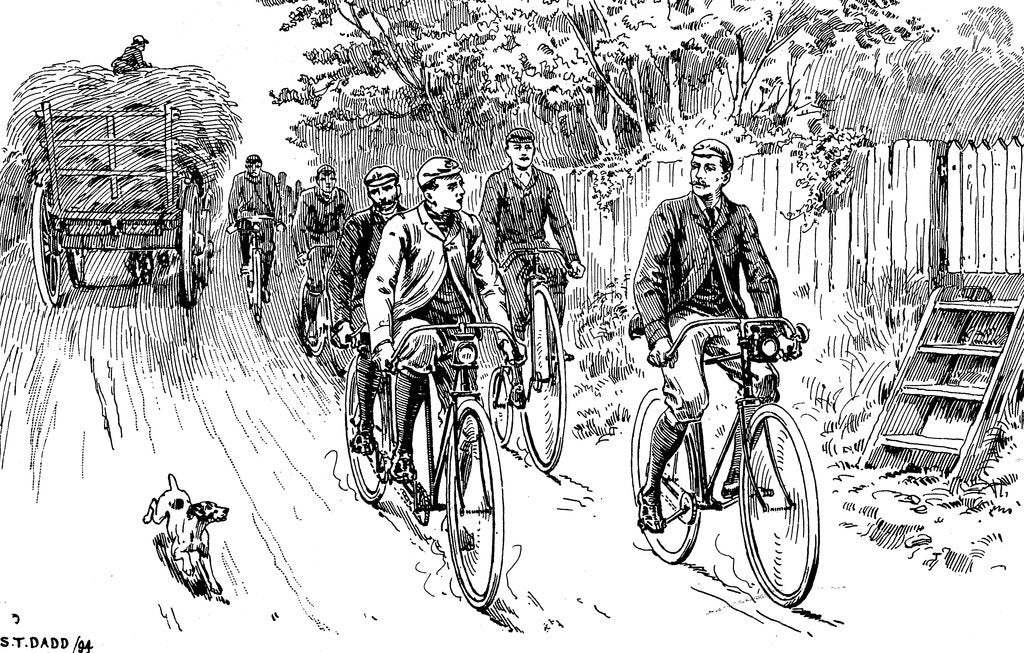 Detail of A British cycle club out for a country ride, 1895 by Unknown