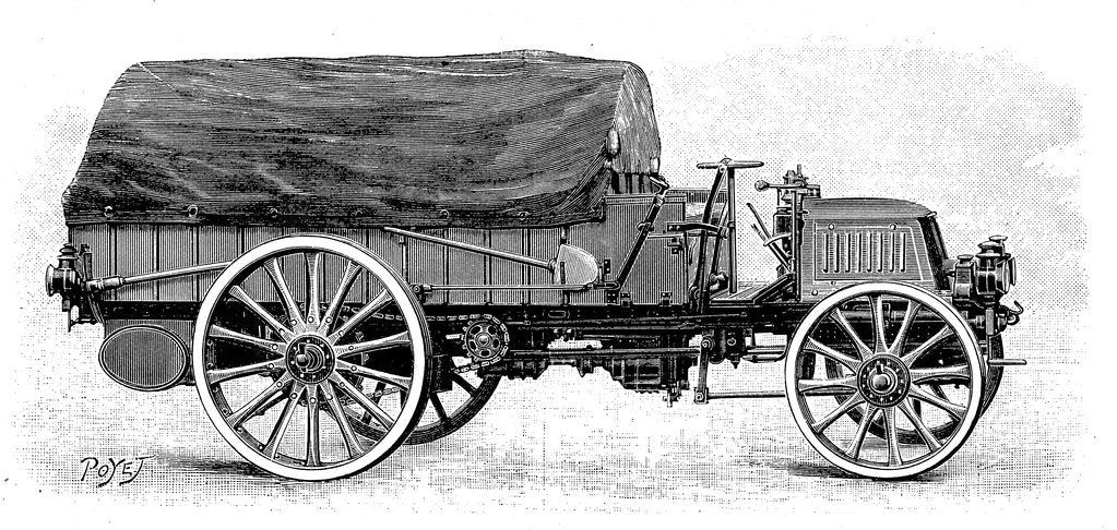 Detail of Army truck by Daimler, with 4 cylinder 12 hp engine, 1904 by Unknown