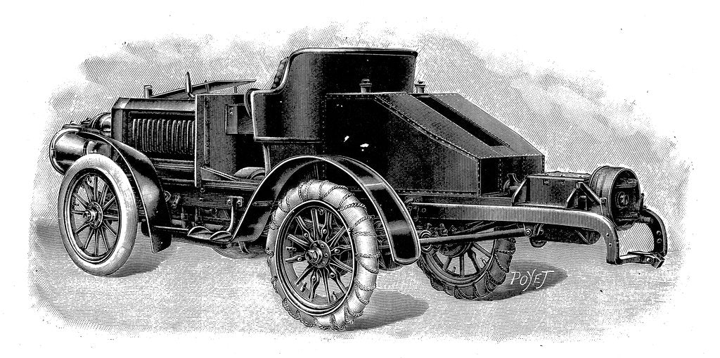 Detail of Renard's tractor unit, showing towing attachment for trailers, French, 1904 by Unknown