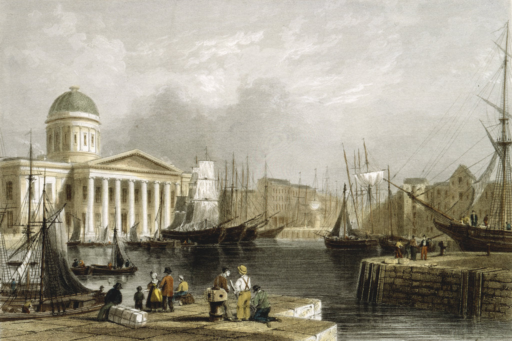 Detail of Canning Dock, Liverpool, showing the Custom House, 1841 by Unknown