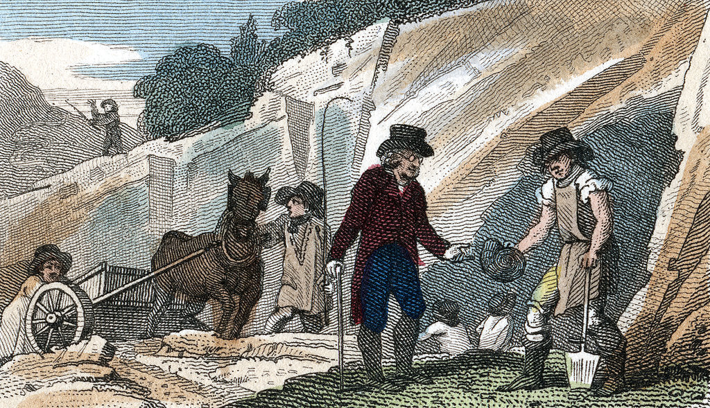 Detail of Fossil hunting in Cherry Hinton chalk pit, Cambridgeshire, 1822 by Unknown